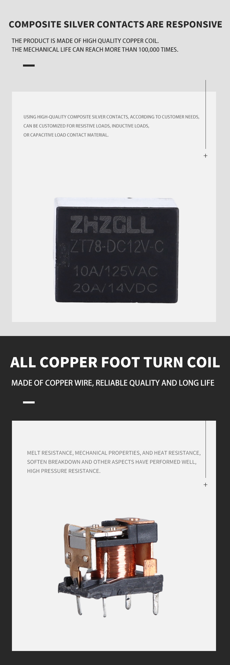 ZT78-DC12V-C-10A20A Miniature relay