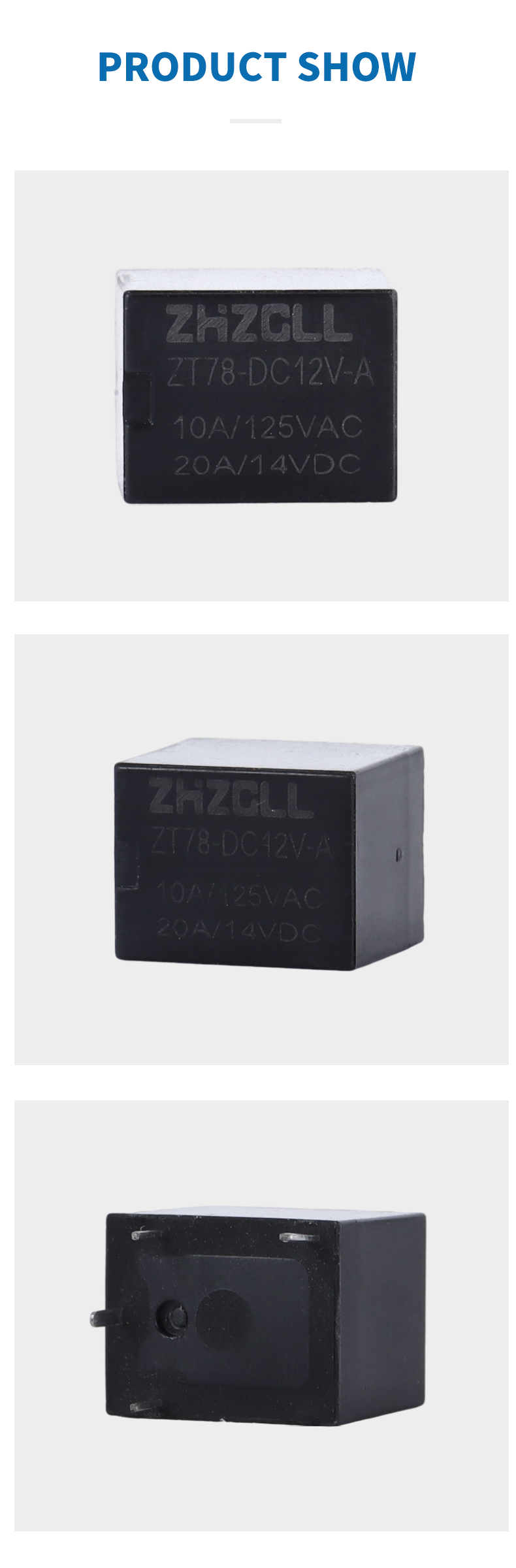 ZT78-DC12V-C-10A20A Miniature relay